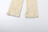 Solid Color Tassel Slim Fit Trousers ZJQD-79675