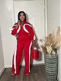 Fashionable Sports Contrast Color Long-sleeved Half-open Placket Elastic Waist Jumpsuit PMR-801