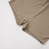 Stand-Up Collar Contrast Color Stitching Long-Sleeved Zipper Cardigan Twist Shorts Two-Piece Set DZHT-249