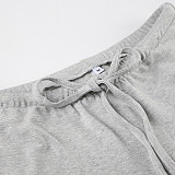 Casual Lace-Up Bell Sleeve Top Plus Fleece Loose Pants Pajamas Two-Piece Set MRA-22955