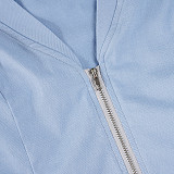 Casual Knitted V-neck Long-sleeved Tight-fitting Split Zipper Sweatshirt and Sweatpants Set MRA-40193