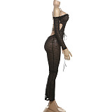 Sexy Lace See-through High Waist Tight Skinny Jumpsuit ZJQD-79675