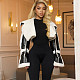 Vintage Leather Patchwork Casual Loose Lapel Long-sleeved Jacket ZJQD-75217