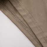 Stand-Up Collar Contrast Color Stitching Long-Sleeved Zipper Cardigan Twist Shorts Two-Piece Set DZHT-249