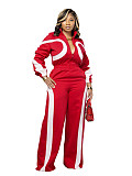 Fashionable Sports Contrast Color Long-sleeved Half-open Placket Elastic Waist Jumpsuit PMR-801