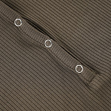 Solid Color V-neck Buttoned Slim-fit Knitted Hip-wrapped Short Dress MRA-37524