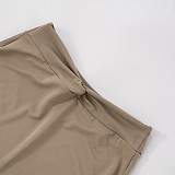 Stand-Up Collar Contrast Color Stitching Long-Sleeved Zipper Cardigan Twist Shorts Two-Piece Set DZHT-249