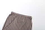 Slim Striped Long Sleeve Collarless Buttoned Sexy Fitted Skirt Suit DLS-80317