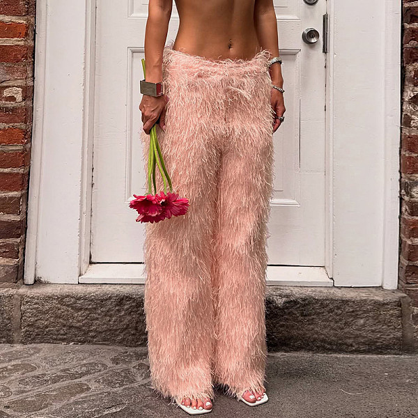Solid Color Tassel Slim Fit Trousers ZJQD-79675