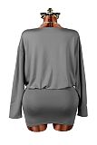 Sexy V-neck Slim-fitting Long-sleeved Dress XS-1114