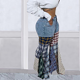 Pieced Plaid Bell-Bottoms with Ruffles LSD-83167