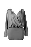 Sexy V-neck Slim-fitting Long-sleeved Dress XS-1114
