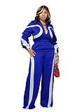 Fashionable Sports Contrast Color Long-sleeved Half-open Placket Elastic Waist Jumpsuit PMR-801