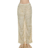Solid Color Tassel Slim Fit Trousers ZJQD-79675