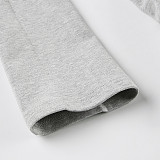 Casual Lace-Up Bell Sleeve Top Plus Fleece Loose Pants Pajamas Two-Piece Set MRA-22955