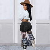 Pieced Plaid Bell-Bottoms with Ruffles LSD-83167