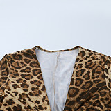 Sexy Slim-fit Twisted Long-sleeved Leopard Print Hip Dress SUM-25322