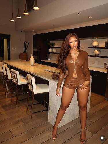 New Sexy PU Long-sleeved Shorts Suit MEM-88665