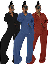 Casual Solid Color Home Cardigan and Trousers Set YH-5367