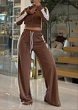 Wide-leg Pants With Ribbon + Slim-fit Jacket Sports Suit (no vest) TR-1354