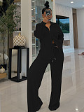 Casual Solid Color Home Cardigan and Trousers Set YH-5367