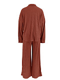 Casual Solid Color Home Cardigan and Trousers Set YH-5367