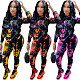 New Autumn and Winter Tie-dye Hooded Two-piece Suit YH-5194