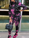 New Autumn and Winter Tie-dye Hooded Two-piece Suit YH-5194