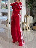 Wide-leg Pants With Ribbon + Slim-fit Jacket Sports Suit (no vest) TR-1354