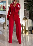 Wide-leg Pants With Ribbon + Slim-fit Jacket Sports Suit (no vest) TR-1354
