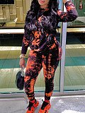 New Autumn and Winter Tie-dye Hooded Two-piece Suit YH-5194