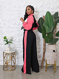 Long-sleeved High Neck Short Jacket Wide-leg Pants Sportswear Set HMI-3087