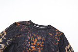 Sexy Hot Girl's Personalized Trendy Leopard Print High-waist Navel-baring Pants Suit ZJQD-56202
