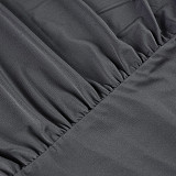 Sexy One-shoulder Large-sleeved Solid Color Hip-hugging Dress MRA-37103