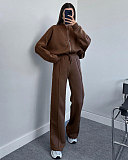 Solid Zipper Cardigan Hoodie Women Casual Straight-leg Pants Set SSN-211348