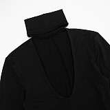 Scarf Low Neck Long Sleeve Jumpsuit Exposed Waist Jumpsuit Set XYWL-340