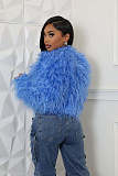 Loose Artificial Leather Cardigan Short Jacket Plush Coat XINH-81016