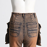 Casual Multi-pockets Organ Jeans Long Loose Pants XMOJ-8686