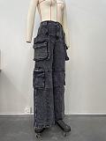 Casual Multi-pockets Organ Jeans Long Loose Pants XMOJ-8686