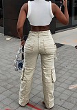 Casual Multi-pockets Organ Jeans Long Loose Pants XMOJ-8686