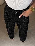 Diamond Washed Jeans Women High-waisted Straight Leg Pants XMOJ-8751