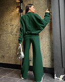 Solid Zipper Cardigan Hoodie Women Casual Straight-leg Pants Set SSN-211348