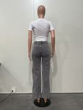 Diamond Washed Jeans Women High-waisted Straight Leg Pants XMOJ-8751