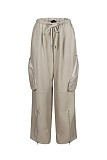 New Streetwear Casual Multi-pockets Zipper Split Loose Straight Leg Cargo Pants XINH-80250