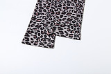 Fashionable Hooded Leopard Print Long-sleeved Sports Slim Trousers Two-piece Set DLS-82117