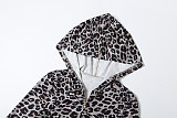 Fashionable Hooded Leopard Print Long-sleeved Sports Slim Trousers Two-piece Set DLS-82117