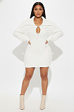 Winter Large Lapel Slim Fit Stretch Lantern Sleeve Sweater Dress NY-110