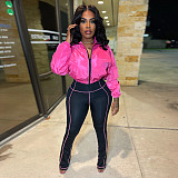 Casual Zipped Micro-flare Two-piece Pant Suit YNS-8006