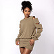 Autumn and Winter Pullover Round Neck Cut-off Sleeves Hollow Sweatshirt Cross Hip Skirt Suit XYWL-25ST332