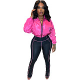 Casual Zipped Micro-flare Two-piece Pant Suit YNS-8006